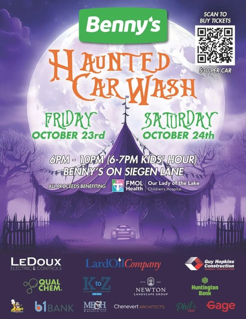 Benny’s Haunted Car Wash Returns to Siegen Lane for Two Spooky Nights