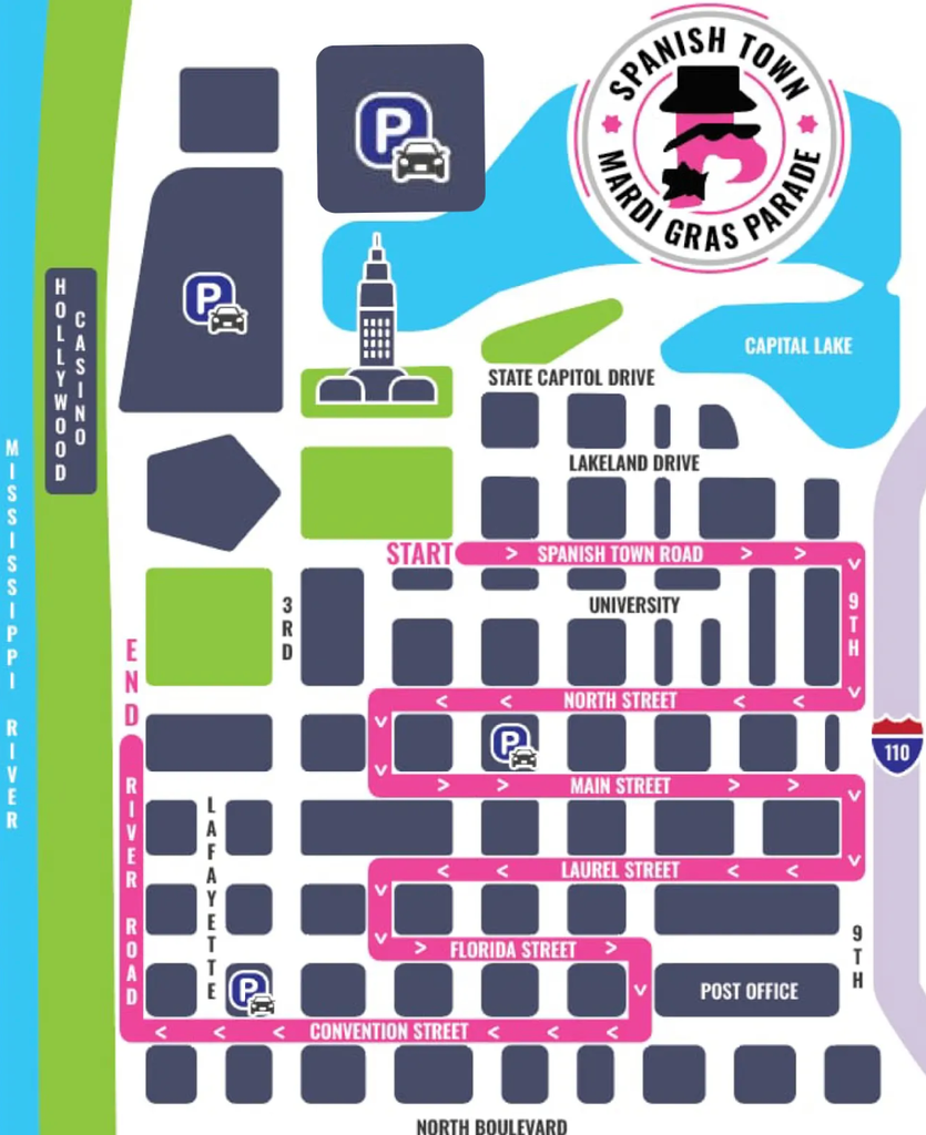 Spanish Town Mardi Gras Parade Map